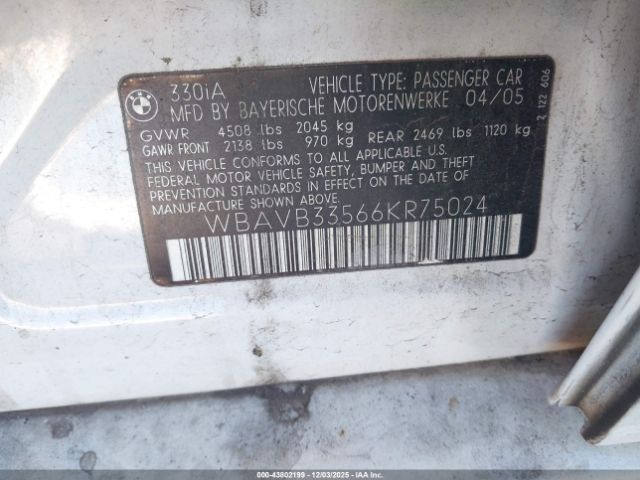 2006 BMW 330I WBAVB33566KR75024 Photo 8