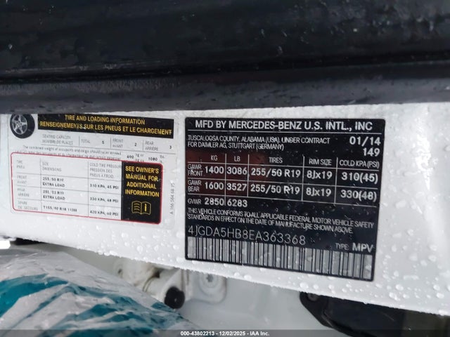 4JGDA5HB8EA363368 Mercedes-Benz Ml 350 4matic