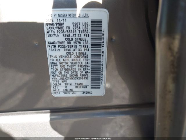 2012 NISSAN MURANO JN8AZ1MW3CW209432 Photo 8