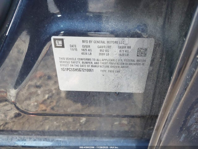 1G1PC5SH5G7210061 Chevrolet Cruze Limited Ls Auto