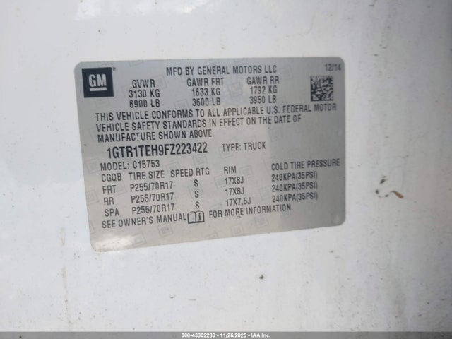 2015 GMC SIERRA 1500 1GTR1TEH9FZ223422 Photo 8