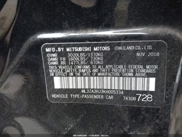 2019 MITSUBISHI MIRAGE ML32A3HJ3KH005334 Photo 8
