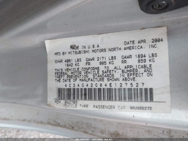 2004 CHRYSLER SEBRING 4C3AG42G84E127527 Photo 8
