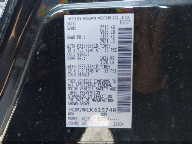 2018 NISSAN PATHFINDER 5N1DR2MM1JC615748 Photo 8