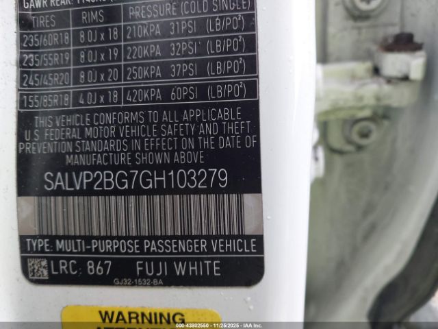 2016 LAND ROVER RANGE ROVER EVOQUE SALVP2BG7GH103279 Photo 8