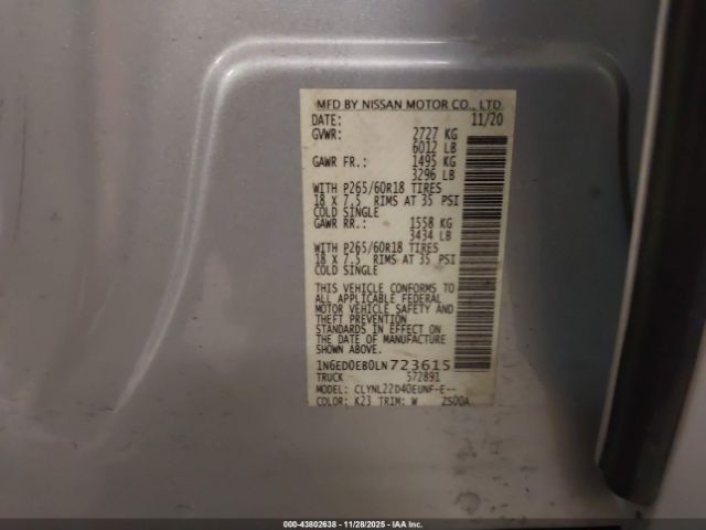 2020 NISSAN FRONTIER 1N6ED0EB0LN723615 Photo 8