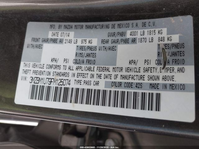 2015 MAZDA MAZDA3 3MZBM1U79FM125074 Photo 8