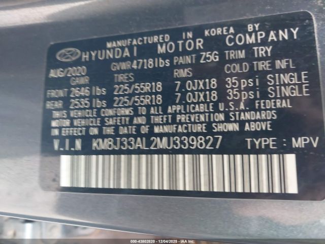2021 HYUNDAI TUCSON KM8J33AL2MU339827 Photo 8