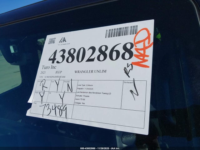 1C4HJXDN4MW683466 Jeep Wrangler Unlimited Willys 4x4