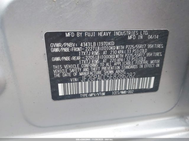 2014 SUBARU XV CROSSTREK JF2GPACC5E8286282 Photo 8