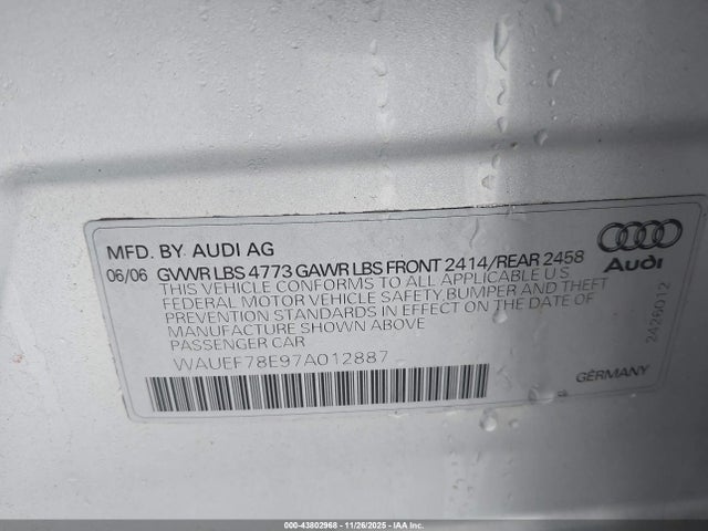 2007 AUDI A4 WAUEF78E97A012887 Photo 8