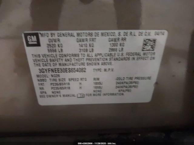 2014 CADILLAC SRX 3GYFNEE30ES654082 Photo 8