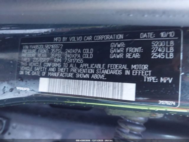 2011 VOLVO XC60 YV4952DL5B2165572 Photo 8