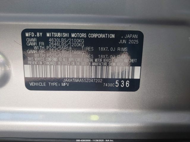 2025 MITSUBISHI ECLIPSE CROSS JA4ATWAA5SZ047202 Photo 8