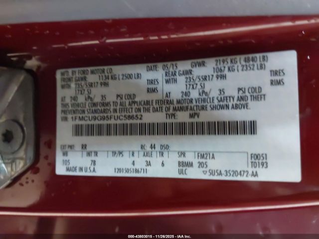 2015 FORD ESCAPE 1FMCU9G95FUC58652 Photo 8