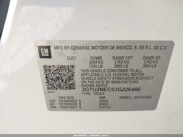 3GTU2NEC0JG226466 GMC Sierra 1500 Slt