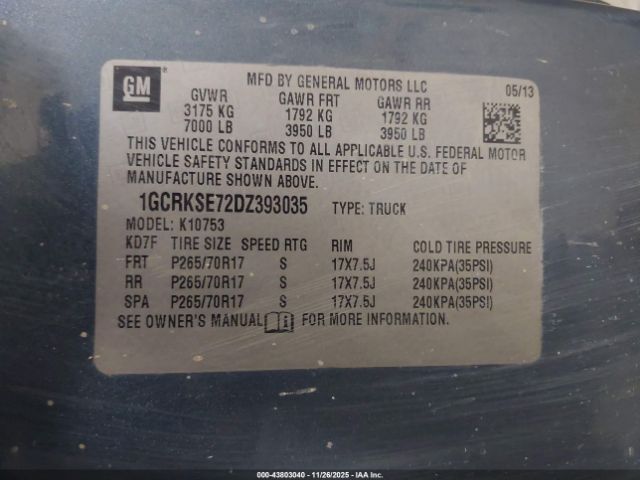 2013 CHEVROLET SILVERADO 1500 1GCRKSE72DZ393035 Photo 8