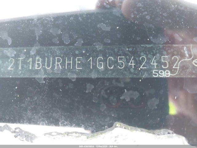 43803054 :رقم المزاد ، 2T1BURHE1GC542452 vin ، 2016 Toyota Corolla S Premium مزاد بيع