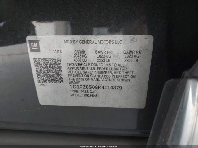 2019 CHEVROLET BOLT EV 1G1FZ6S08K4114879 Photo 8