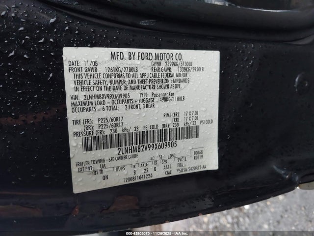 2009 LINCOLN TOWN CAR 2LNHM82V99X609905 Photo 8