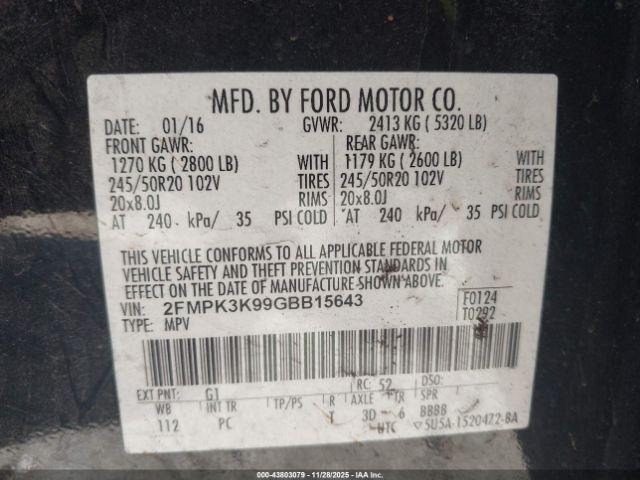 2016 FORD EDGE 2FMPK3K99GBB15643 Photo 8