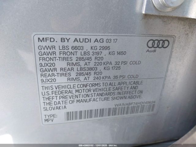 2017 AUDI Q7 WA1VABF74HD049834 Photo 8