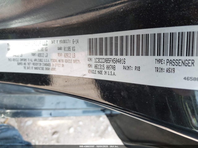 43803157 :رقم المزاد ، 1C3CCCAB5FN504016 vin ، 2015 Chrysler 200 Limited مزاد بيع