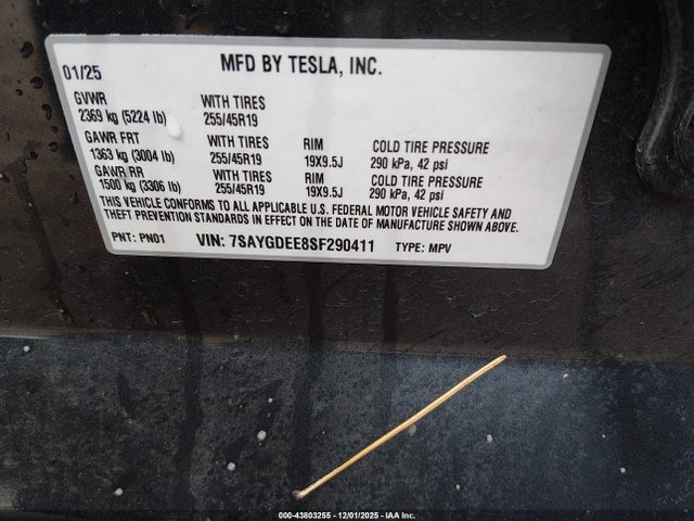 2025 TESLA MODEL Y 7SAYGDEE8SF290411 Photo 8
