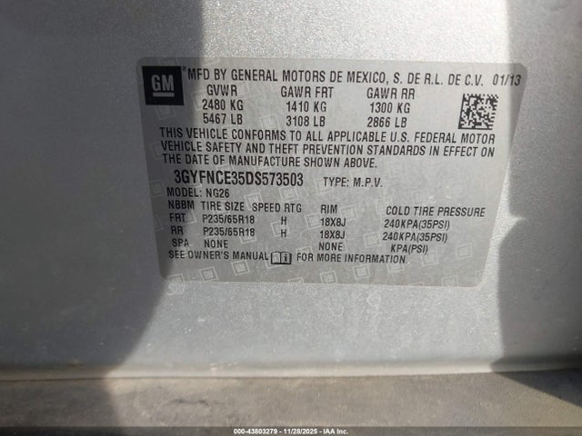 2013 CADILLAC SRX 3GYFNCE35DS573503 Photo 8