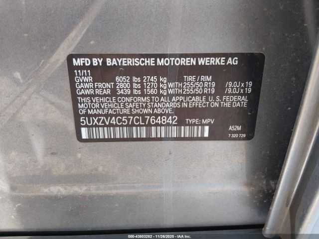2012 BMW X5 5UXZV4C57CL764842 Photo 8