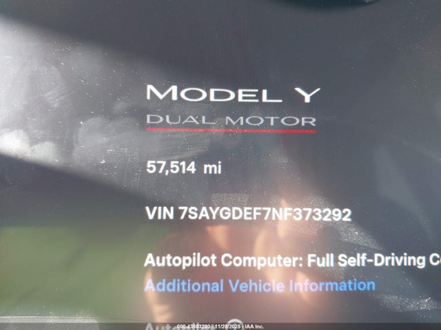 7SAYGDEF7NF373292 Tesla Model Y Performance Dual Motor All-wheel Drive
