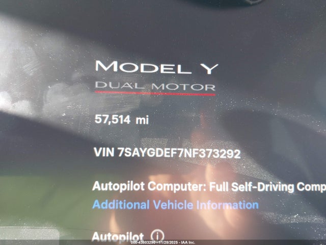 2022 TESLA MODEL Y 7SAYGDEF7NF373292 Photo 6