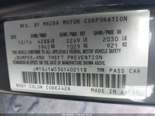 2016 MAZDA MAZDA6 JM1GJ1W53G1402118 Photo 8
