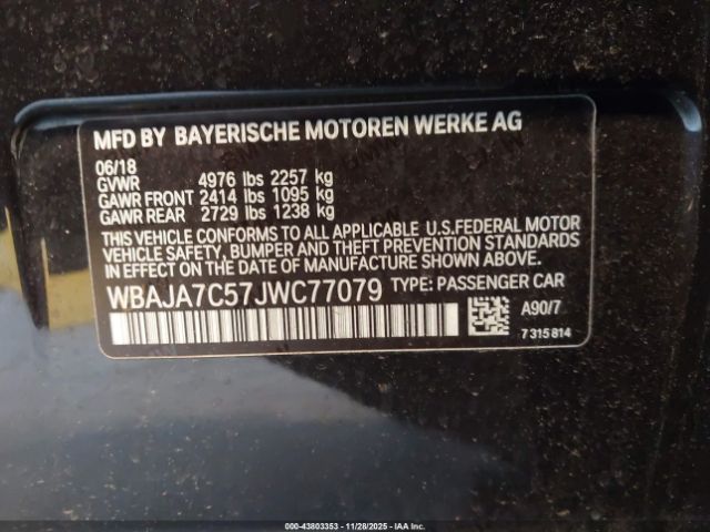 2018 BMW 530I WBAJA7C57JWC77079 Photo 8