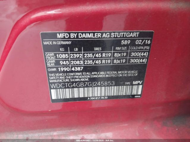 2016 MERCEDES-BENZ GLA 250 WDCTG4GB7GJ245853 Photo 8