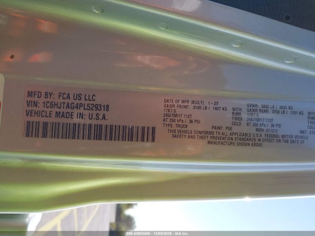 2023 JEEP GLADIATOR 1C6HJTAG4PL529318 Photo 8