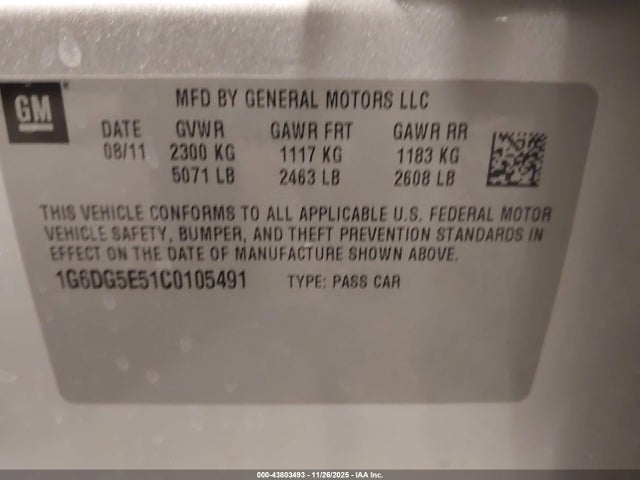 2012 CADILLAC CTS 1G6DG5E51C0105491 Photo 8