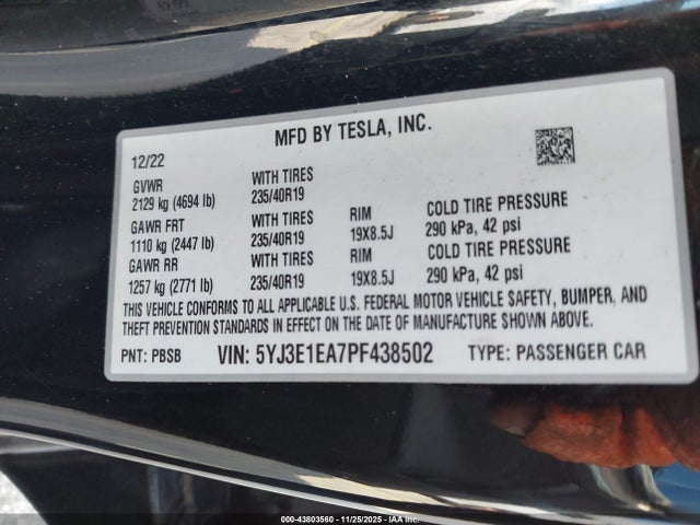 2023 TESLA MODEL 3 5YJ3E1EA7PF438502 Photo 8