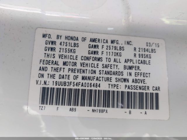 2015 ACURA TLX 19UUB3F54FA006484 Photo 8