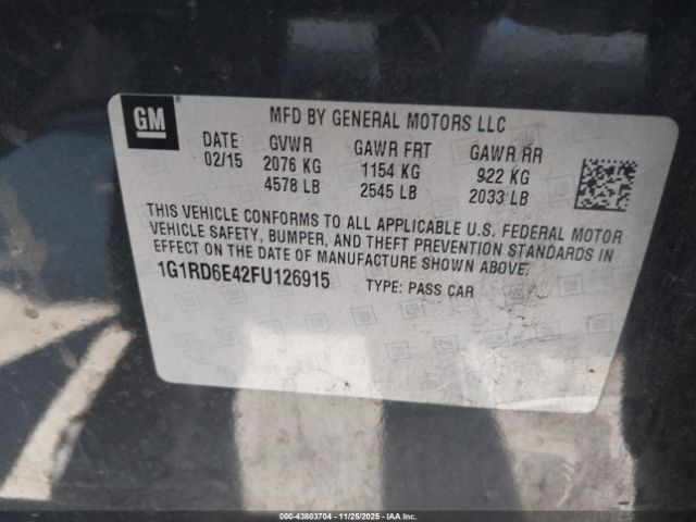 2015 CHEVROLET VOLT 1G1RD6E42FU126915 Photo 8
