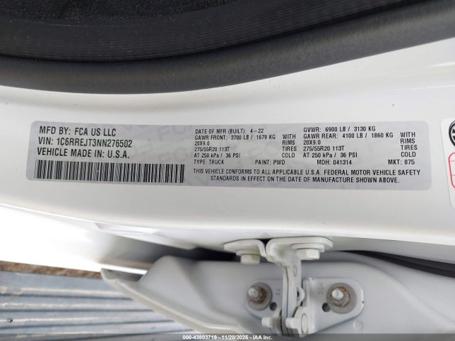 2022 RAM 1500 1C6RREJT3NN276502 Photo 8