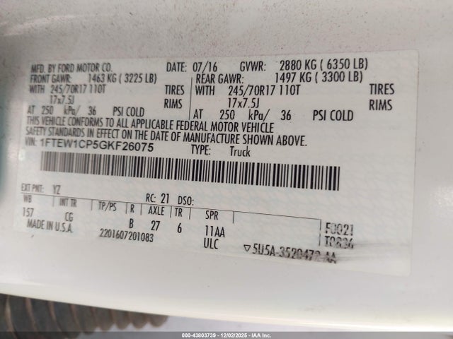 Ford F-150 Xl 2016 1FTEW1CP5GKF26075 Image 9