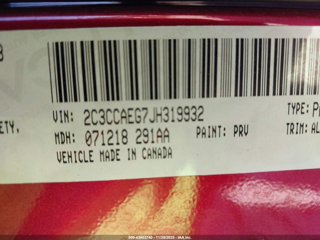 Продаж на аукціоні авто 2018 Chrysler 300 Limited, vin: 2C3CCAEG7JH319932, номер лоту: 43803740