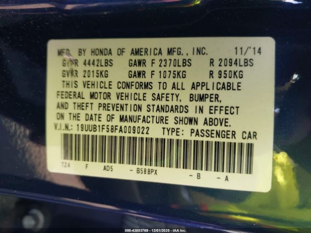 2015 ACURA TLX 19UUB1F58FA009022 Photo 8