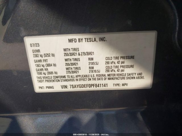 2023 TESLA MODEL Y 7SAYGDEF0PF841141 Photo 8