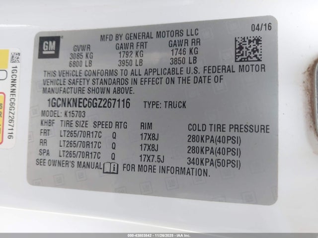 1GCNKNEC6GZ267116 Chevrolet Silverado 1500 Wt