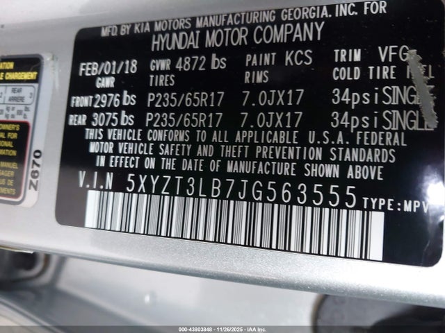 5XYZT3LB7JG563555 Hyundai Santa Fe Sport 2.4l