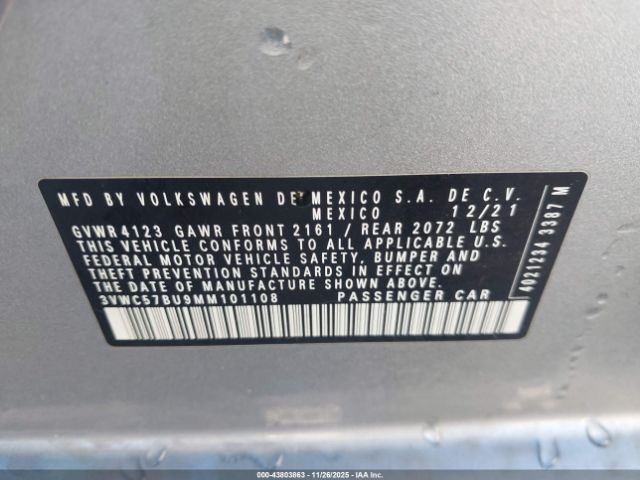 2021 VOLKSWAGEN JETTA 3VWC57BU9MM101108 Photo 8