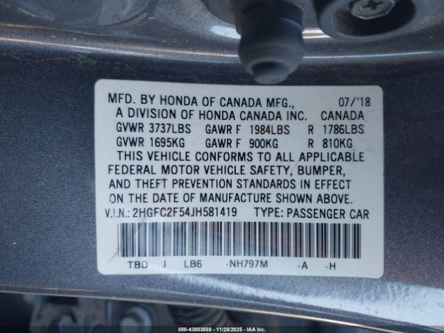 2018 HONDA CIVIC 2HGFC2F54JH581419 Photo 8