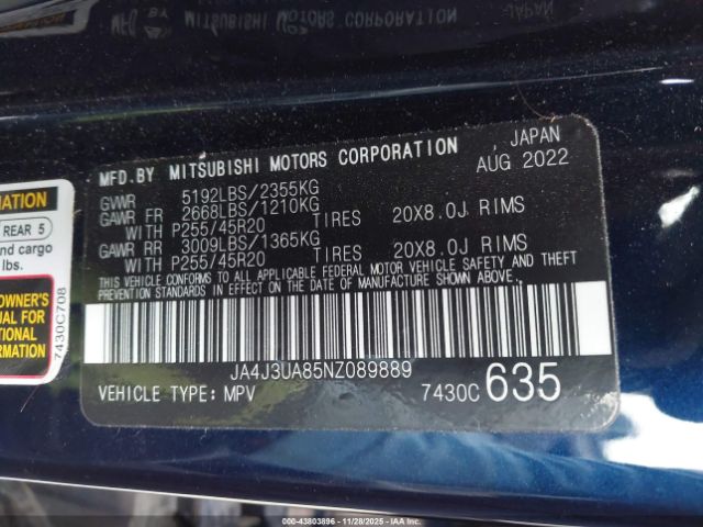 2022 MITSUBISHI OUTLANDER JA4J3UA85NZ089889 Photo 8